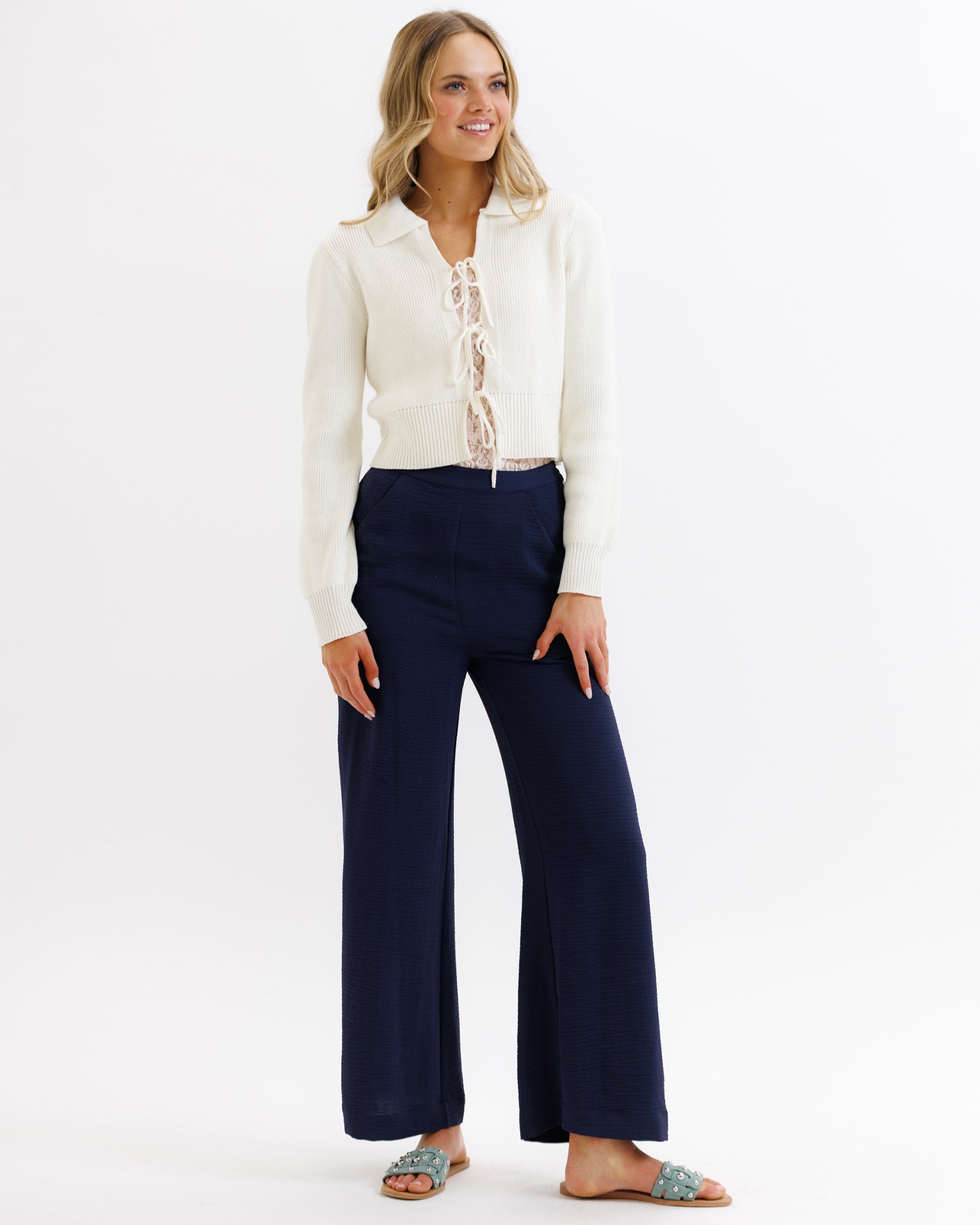 Downeast Women's Wide-Leg Stripe Woven Pants — Polyester