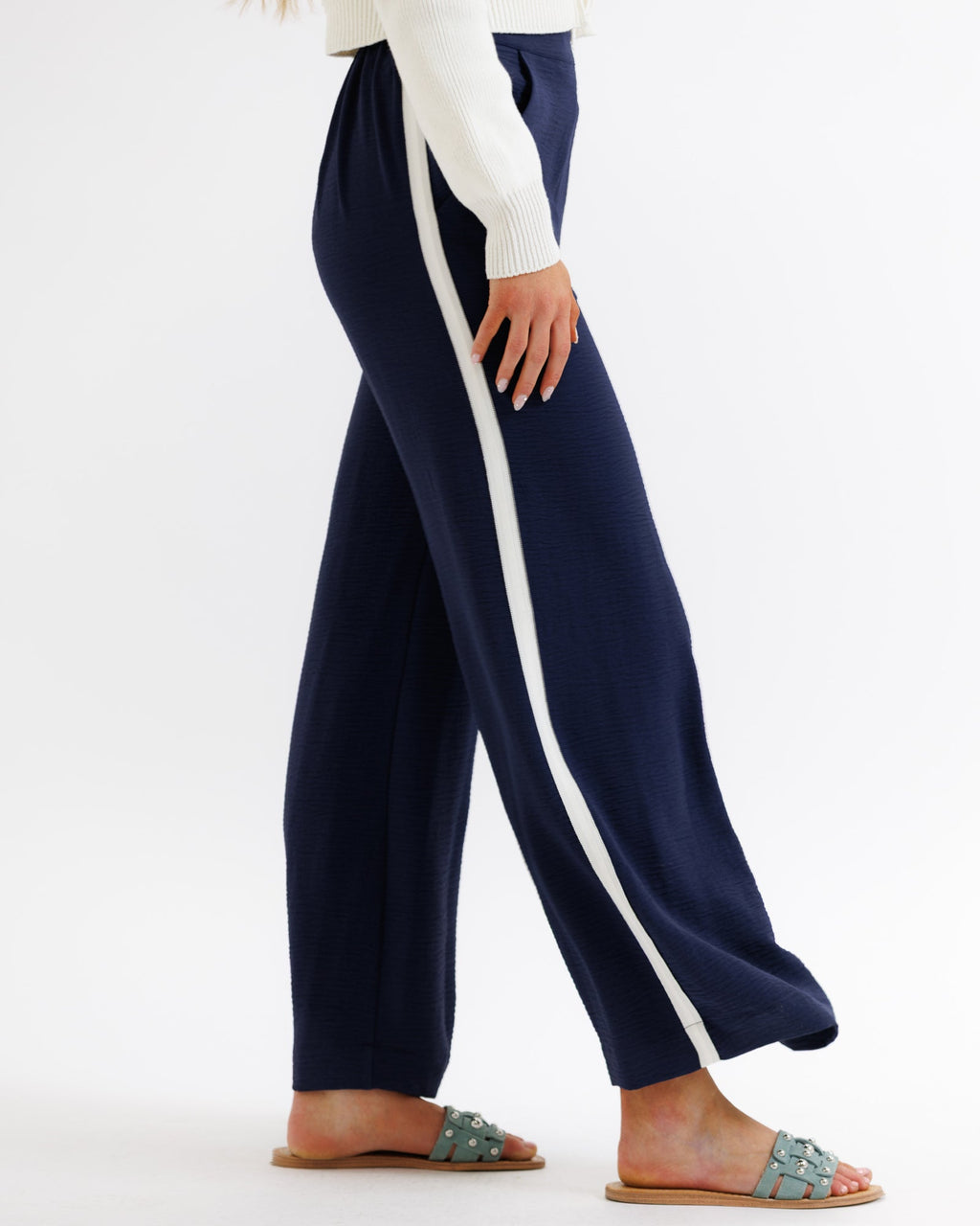 Downeast Women's Wide-Leg Stripe Woven Pants — Polyester