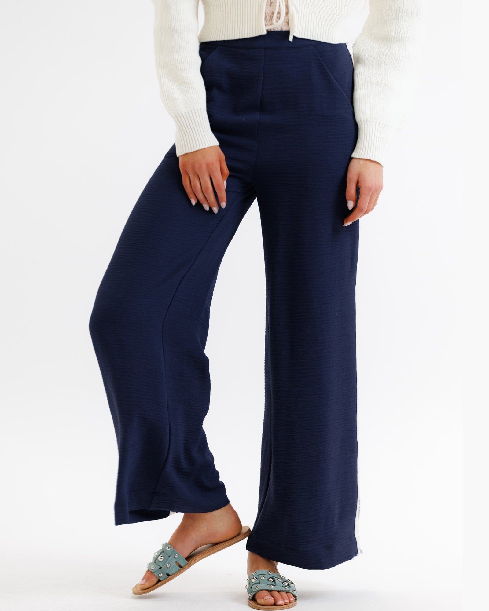Downeast Women's Wide-Leg Stripe Woven Pants — Polyester