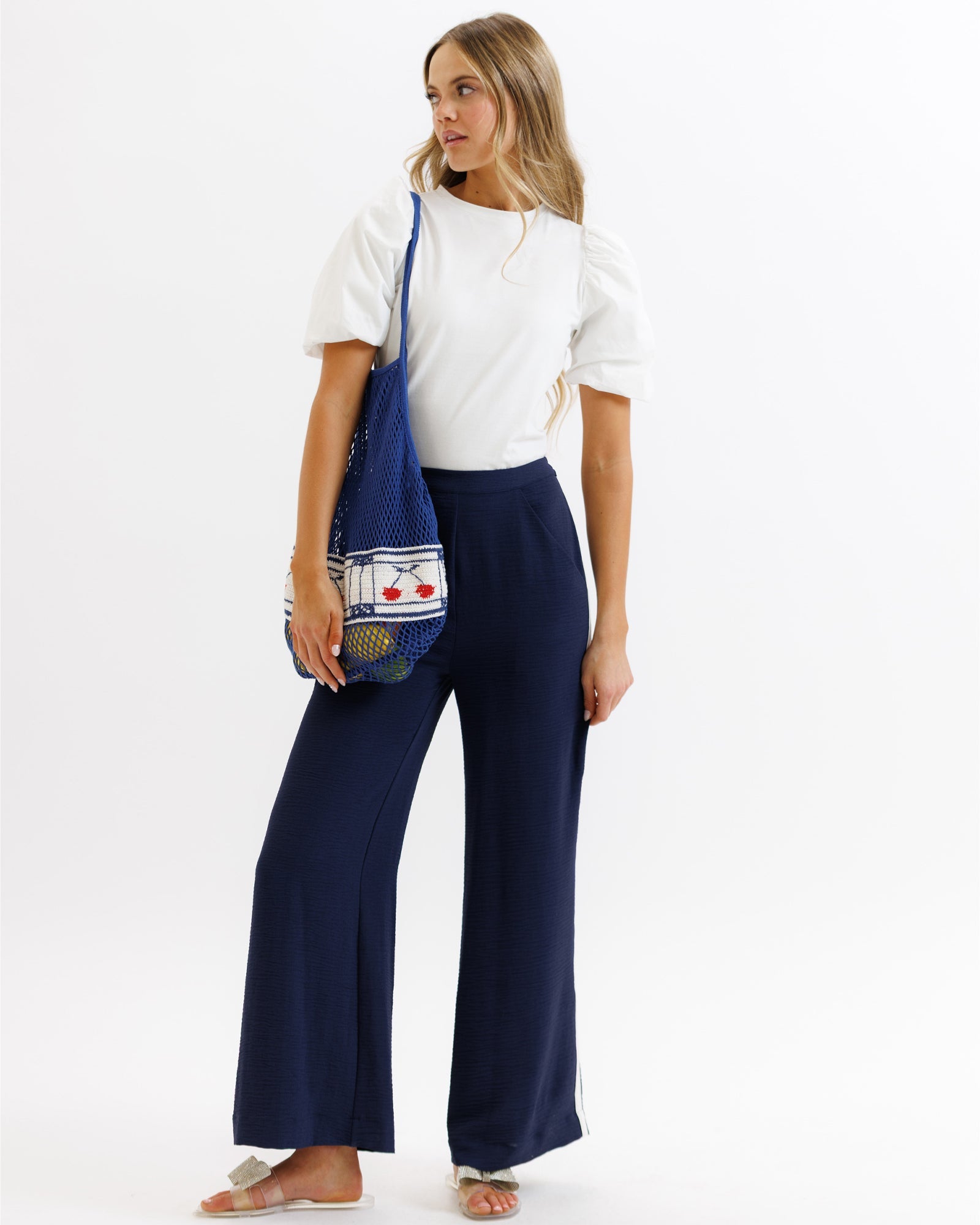 Downeast Women's Wide-Leg Stripe Woven Pants — Polyester