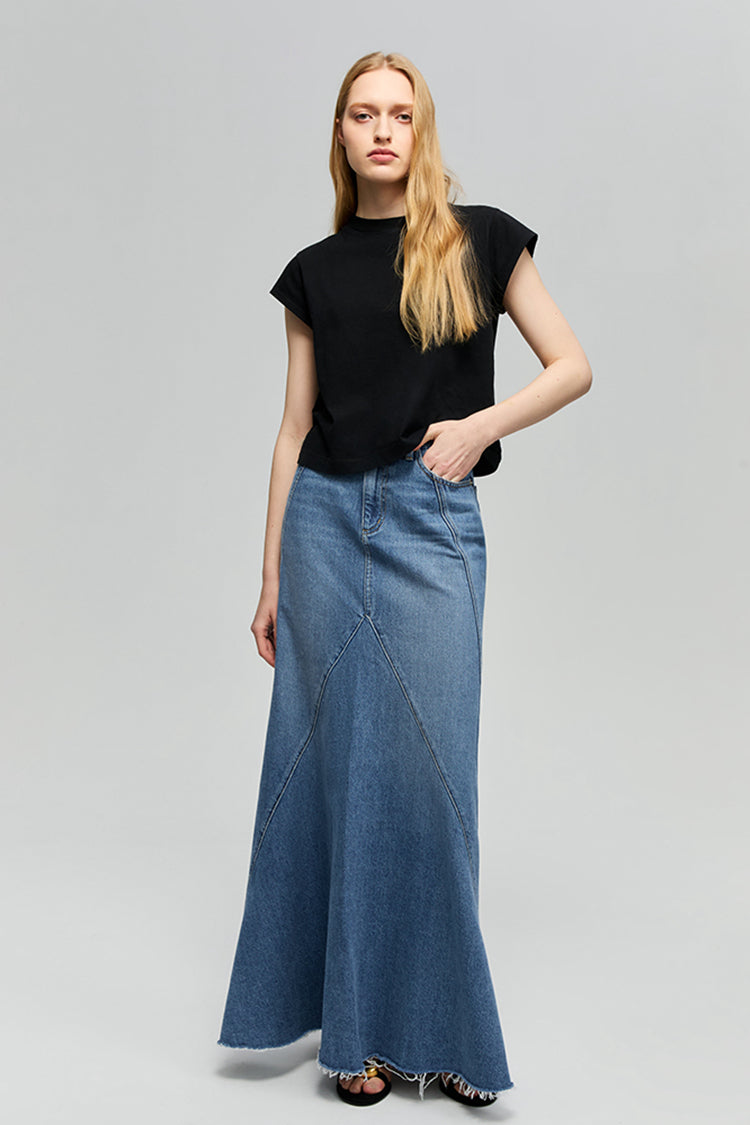 Hey Joanie Women's Ocean Wave Denim Mini Skirt