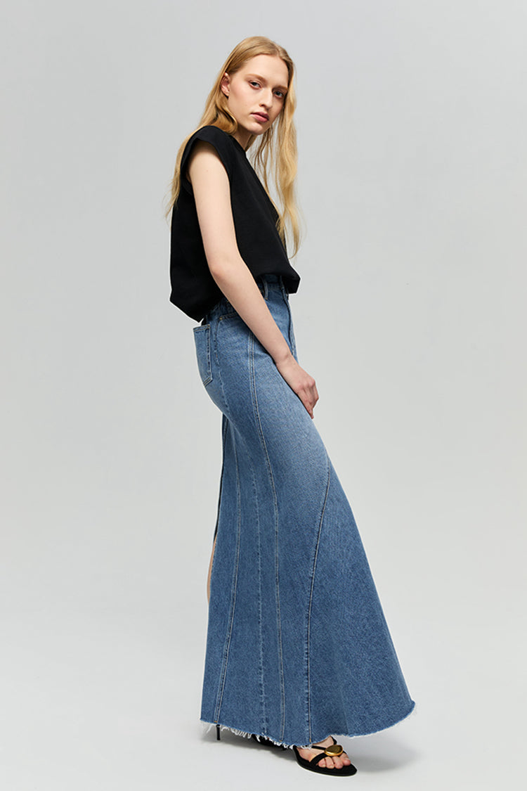 Hey Joanie Women's Ocean Wave Denim Mini Skirt