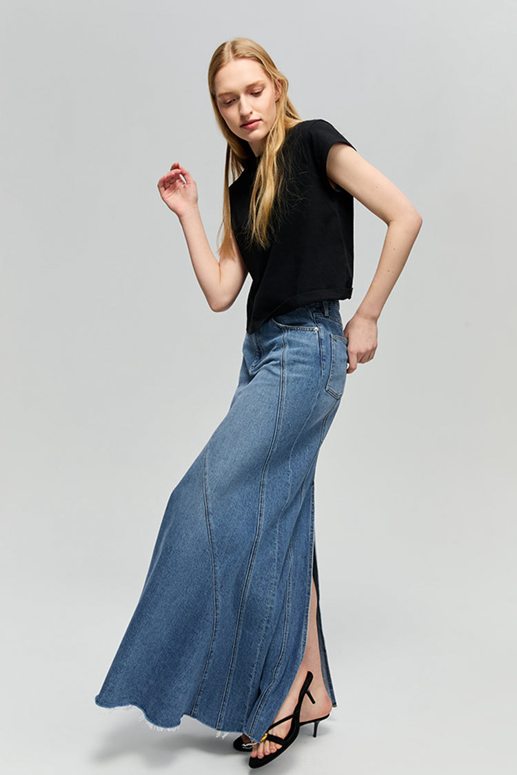 Hey Joanie Women's Ocean Wave Denim Mini Skirt