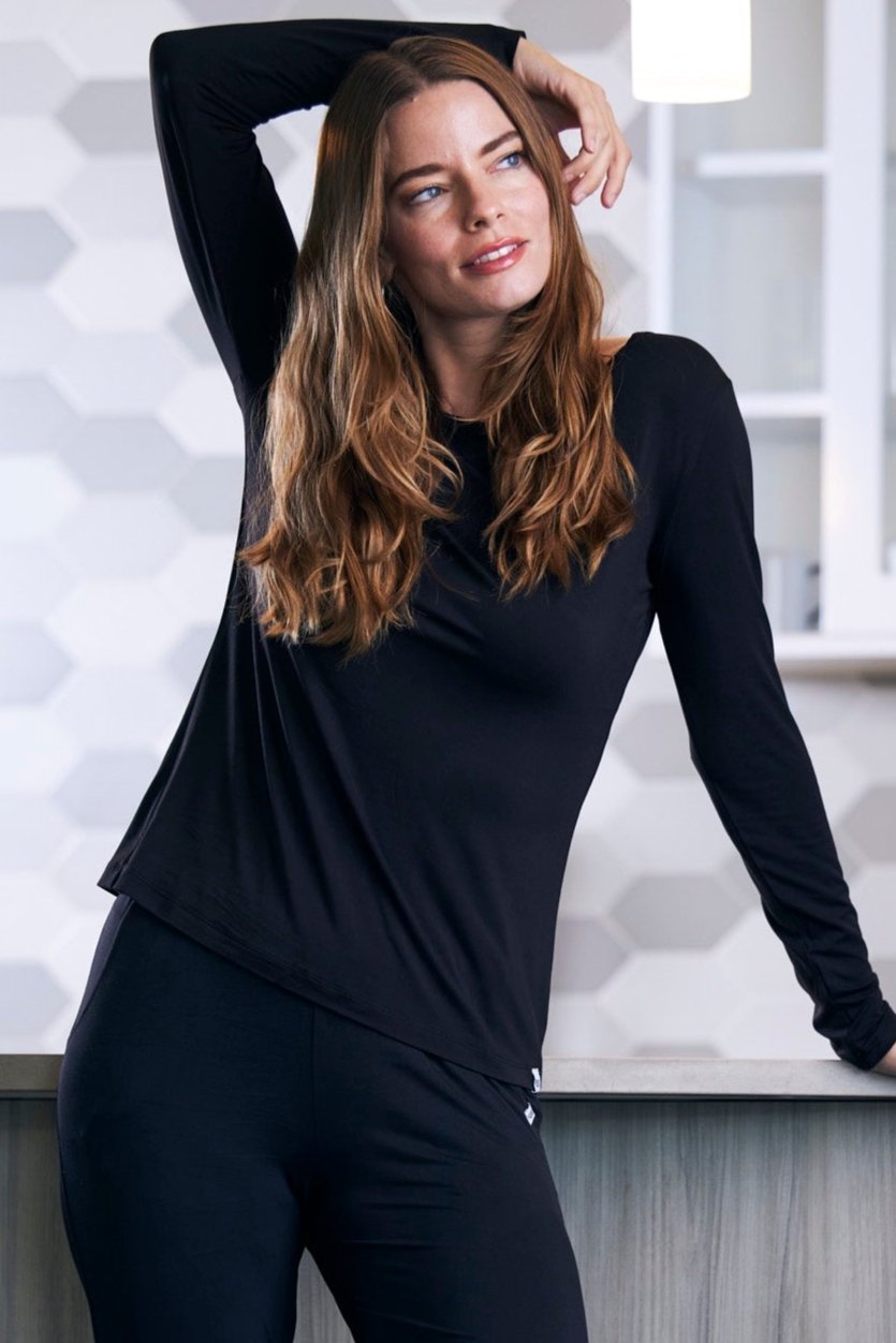 Women's Bamboo Lounge Long Sleeve T-Shirt — Soft Viscose Loungewear Top