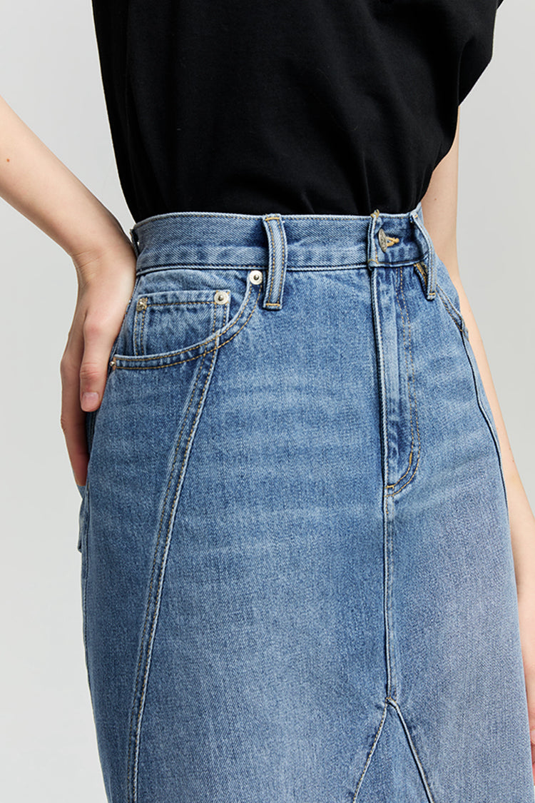 Hey Joanie Women's Ocean Wave Denim Mini Skirt
