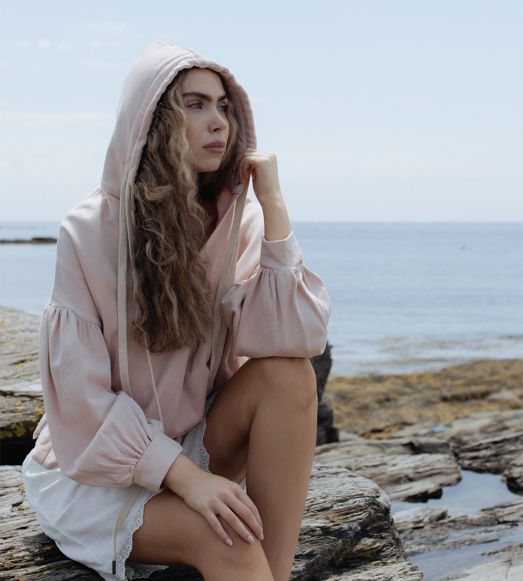 Women's Oversized Balloon-Sleeve Cotton Hoodie — Relaxed Fit Pullover