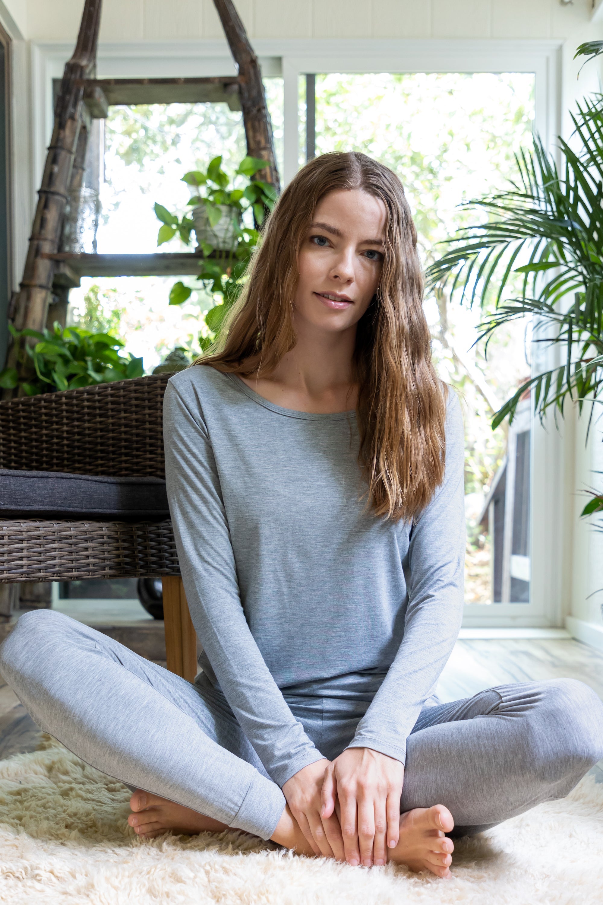 Women's Bamboo Lounge Long Sleeve T-Shirt — Soft Viscose Loungewear Top