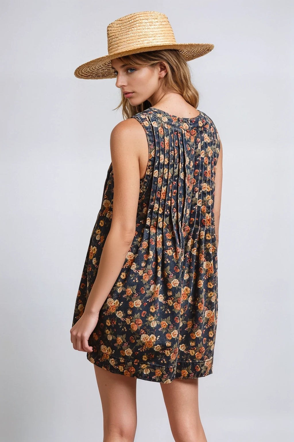 Fitkitty Culture Women's Vintage Bloom Denim Romper