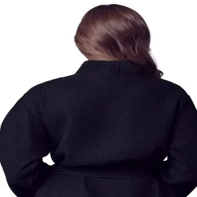 Women's Waffle Weave Cotton Robe — Knee-Length Spa Robe