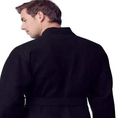 Men's Waffle Weave Kimono Robe — Lightweight Spa Bathrobe