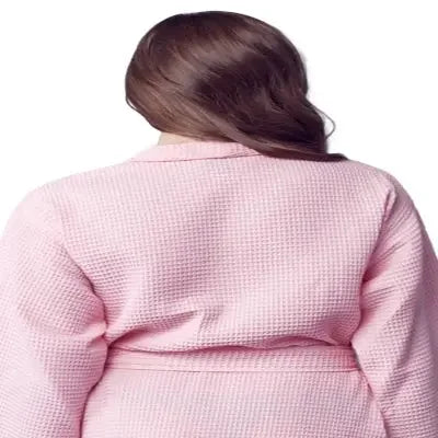 Women's Waffle Weave Cotton Robe — Knee-Length Spa Robe
