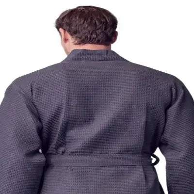 Men's Waffle Weave Kimono Robe — Lightweight Spa Bathrobe