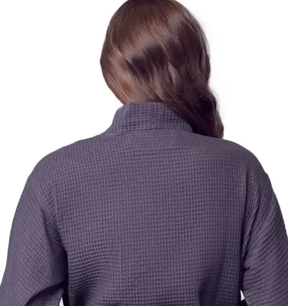 Women's Waffle Weave Cotton Robe — Knee-Length Spa Robe