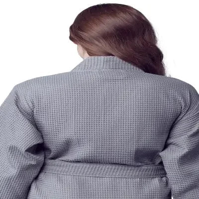 Women's Waffle Weave Cotton Robe — Knee-Length Spa Robe