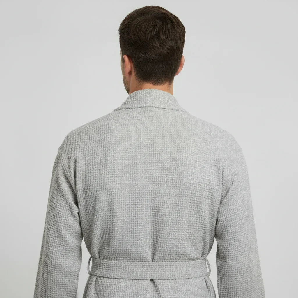 Men's Waffle Weave Kimono Robe — Lightweight Spa Bathrobe