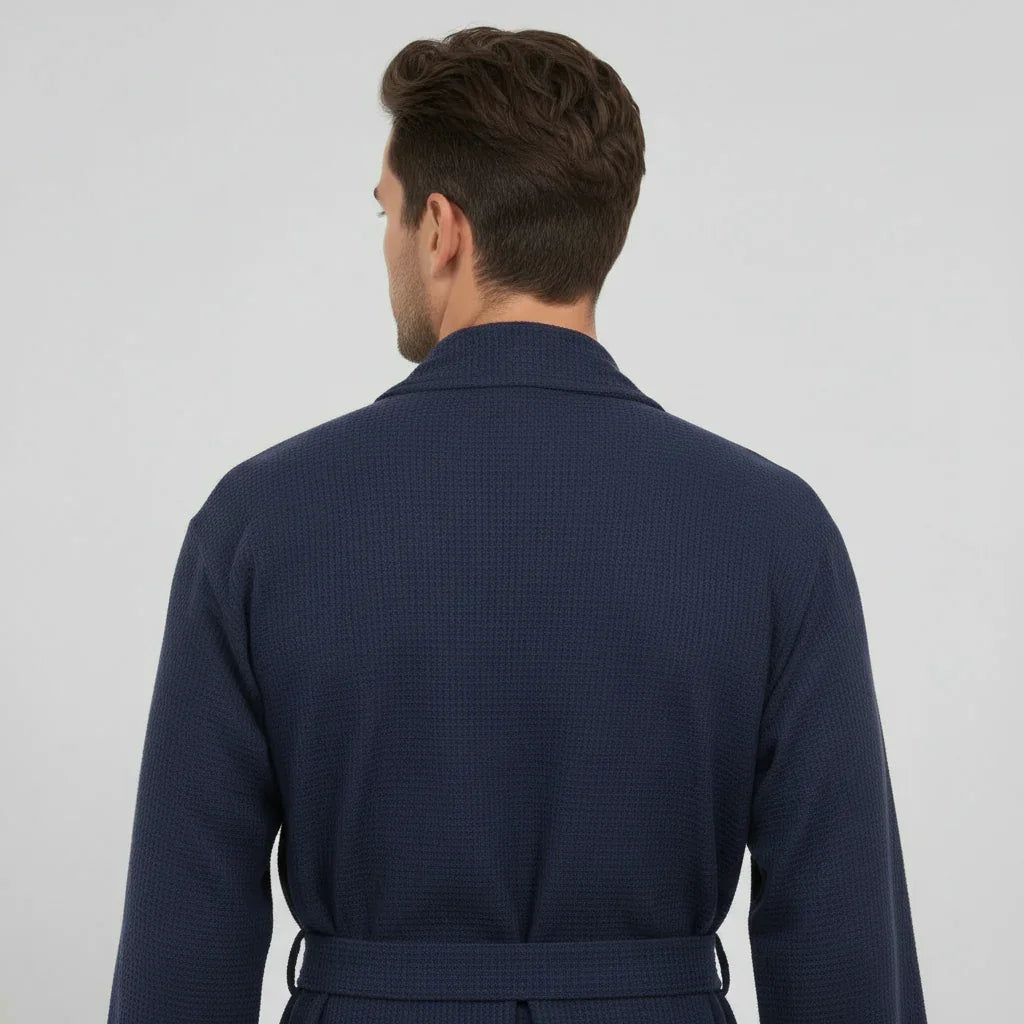 Men's Waffle Weave Kimono Robe — Lightweight Spa Bathrobe