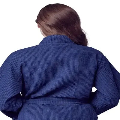 Women's Waffle Weave Cotton Robe — Knee-Length Spa Robe