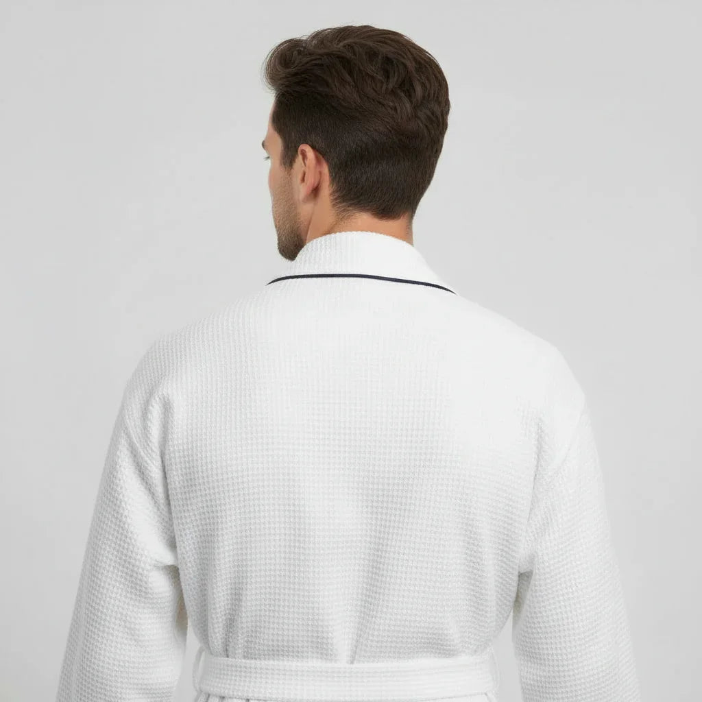 Men's Waffle Weave Kimono Robe — Lightweight Spa Bathrobe