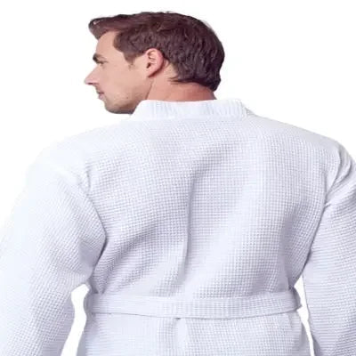 Men's Waffle Weave Kimono Robe — Lightweight Spa Bathrobe