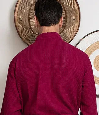 Men's Waffle Weave Kimono Robe — Lightweight Spa Bathrobe