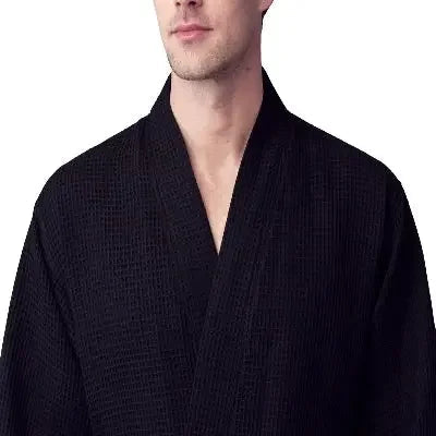 Men's Waffle Weave Kimono Robe — Lightweight Spa Bathrobe