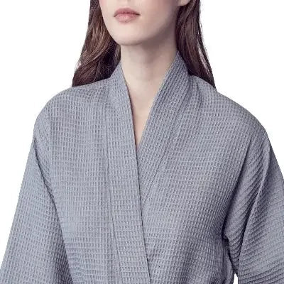 Women's Waffle Weave Cotton Robe — Knee-Length Spa Robe