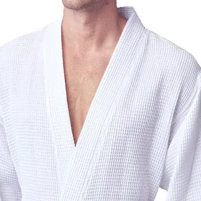Men's Waffle Weave Kimono Robe — Lightweight Spa Bathrobe