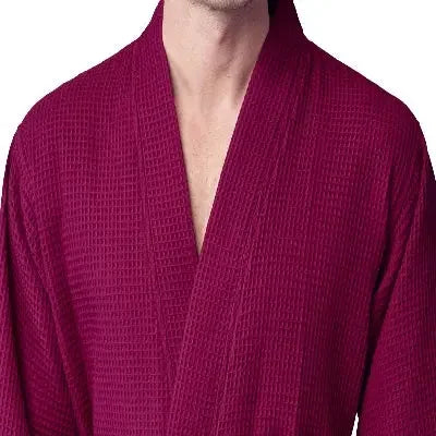 Men's Waffle Weave Kimono Robe — Lightweight Spa Bathrobe